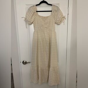 Elegant Cream Plaid Dress